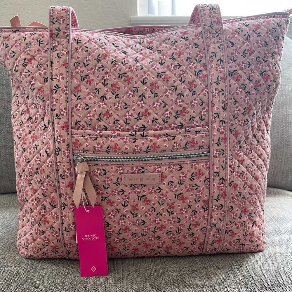 Vera Bradley NWT Large Tote Sweethearts and Flower